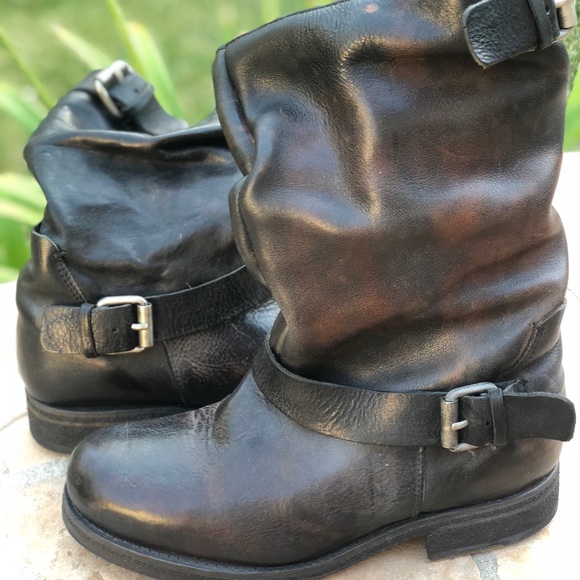 distressed motorcycle boots